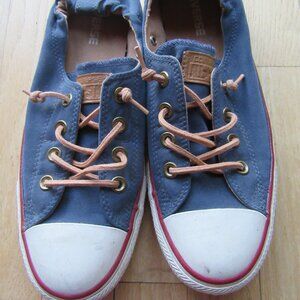 WOMENS SLIP ON CONVERSE SNEAKERS/LEATHER LACES/SIZE 10/BLUE!